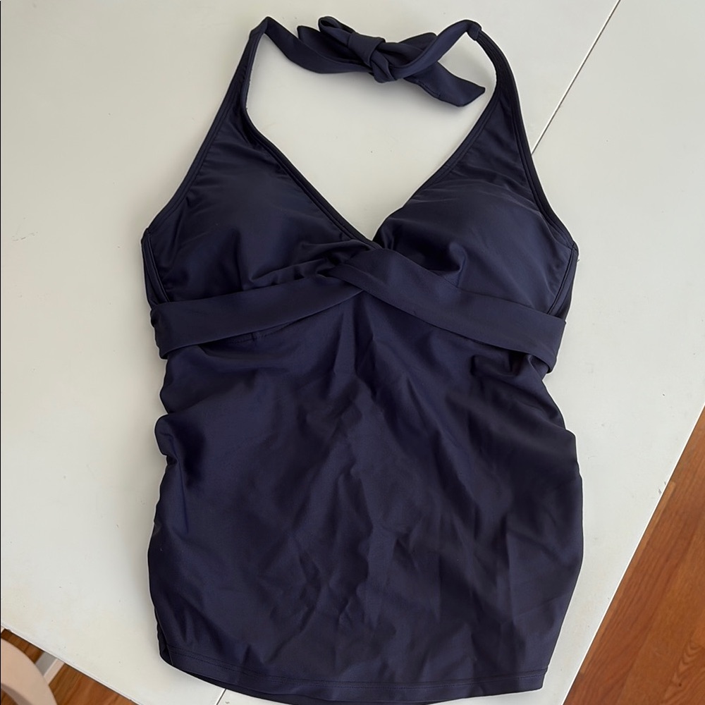 Athleta Navy Halter Tankini Top, size 32 D/DD